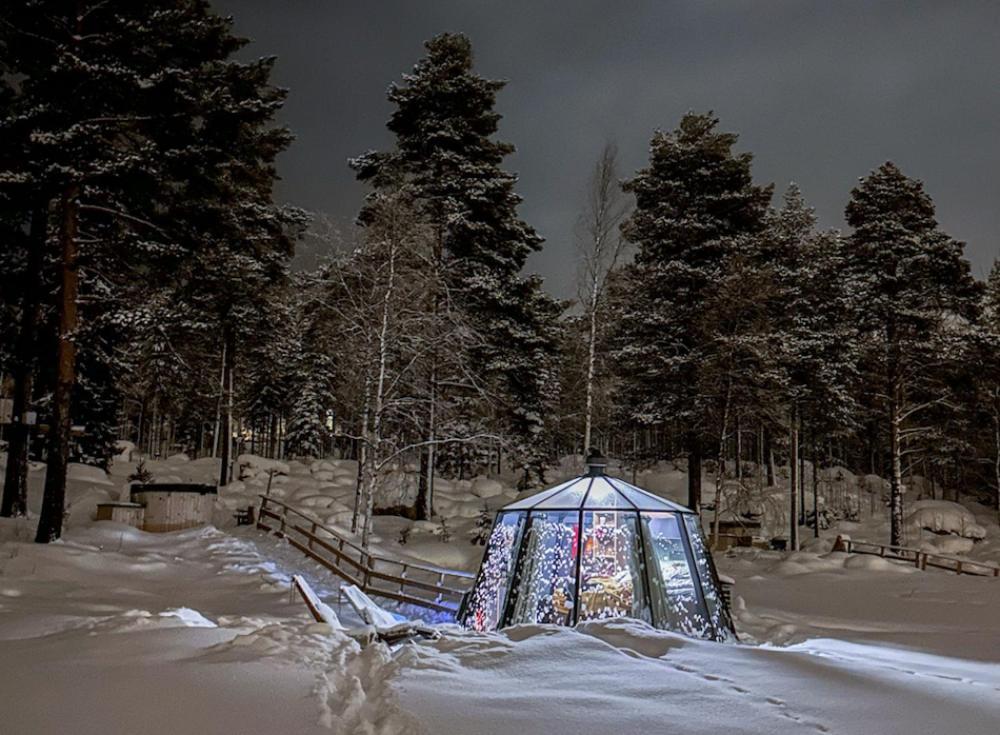 Aurora Igloo With Private Hot Tub By Invisible Forest Lodge Rovaniemi Kültér fotó